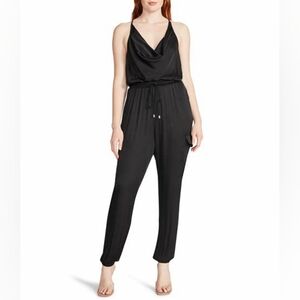 Steve Madden Valencia Satin Cowl Neck Sleeveless Jumpsuit